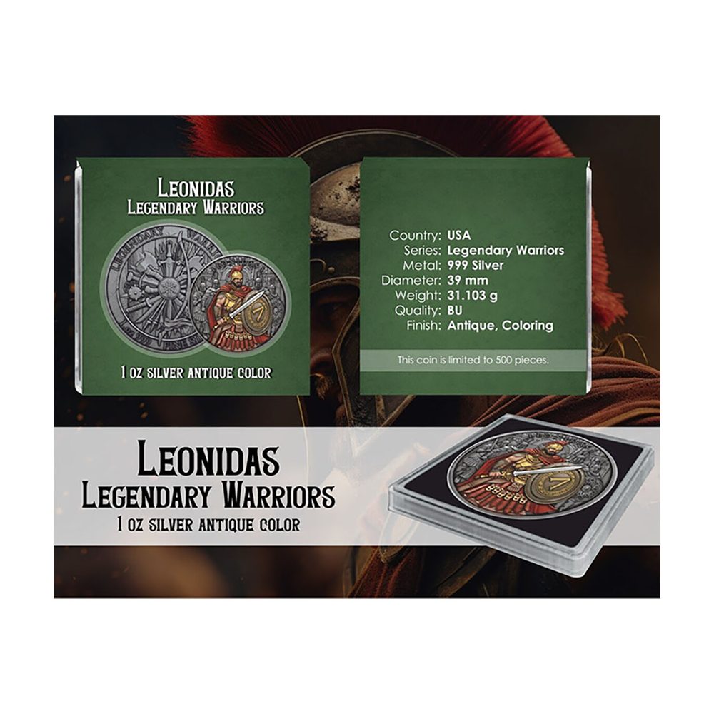 Moneda onza de plata Estados Unidos Leonidas. Color