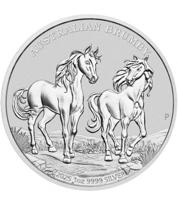 Moneda de plata 1$ Australia Caballos Brumby 2025  - 1