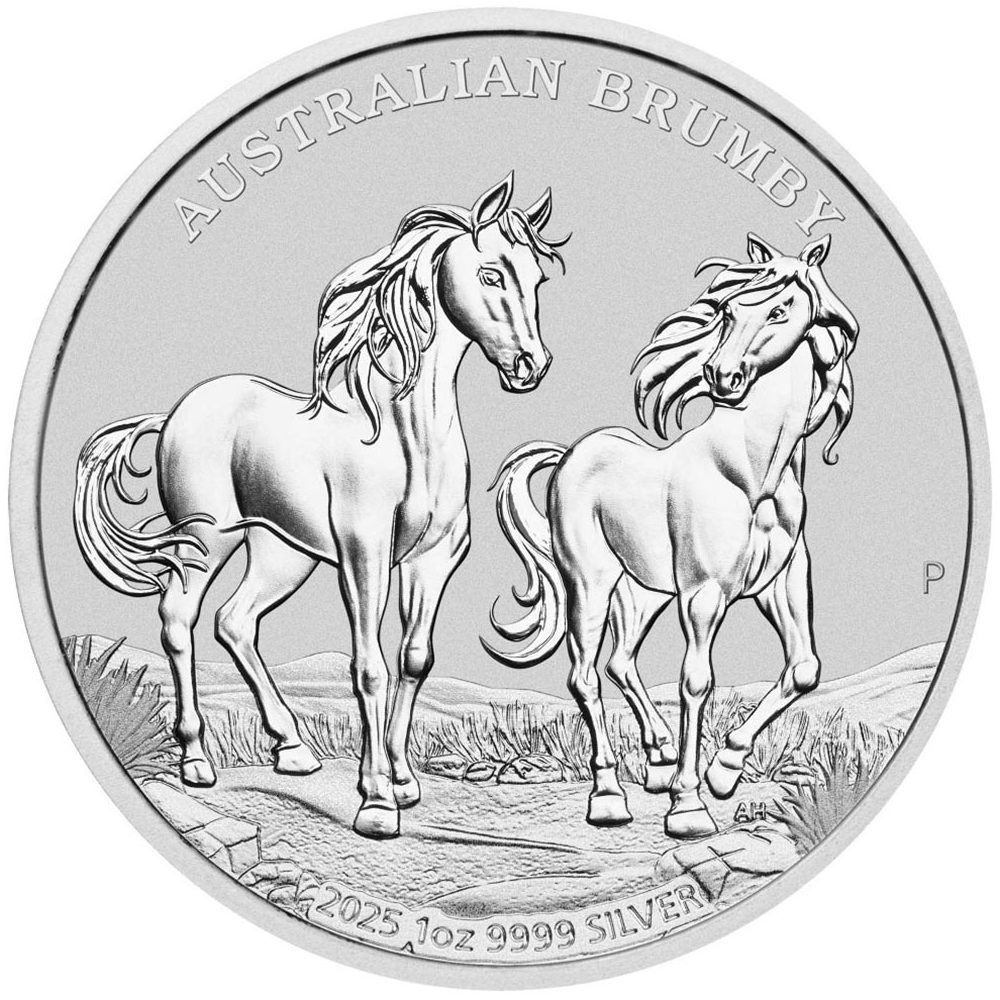 Moneda de plata 1$ Australia Caballos Brumby 2025  - 1