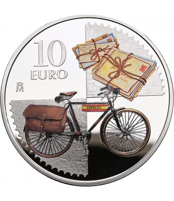 Moneda de España 10 euros 2025 75º aniversario Primer Sello. Plata  - 1