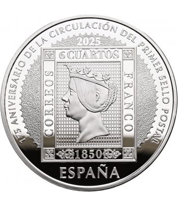 Moneda de España 10 euros 2025 75º aniversario Primer Sello. Plata  - 2