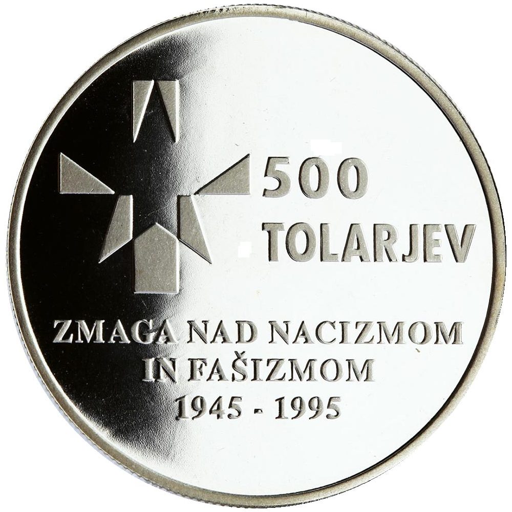Eslovenia 500 Tolarjev 1995 Derrota Fascismo. Plata  - 1