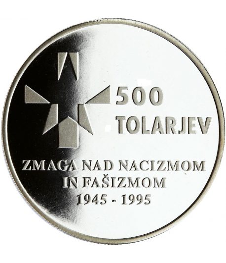 Eslovenia 500 Tolarjev 1995 Derrota Fascismo. Plata  - 1