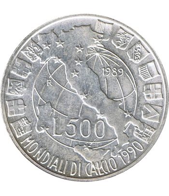 Moneda Italia 500 Liras 1989 Copa Mundial Futbol 1990. Plata  - 1