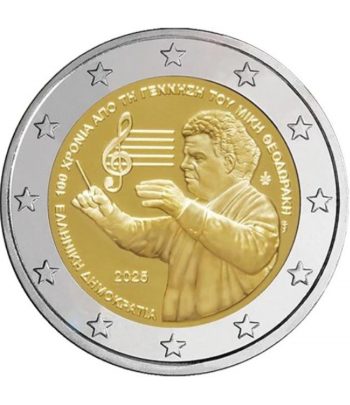 moneda conmemorativa 2 euros Grecia 2025 Theodorakis  - 1