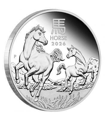Moneda onza de plata 1$ Australia Lunar Caballo 2026  - 1