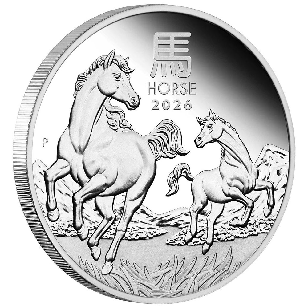Moneda onza de plata 1$ Australia Lunar Caballo 2026  - 1