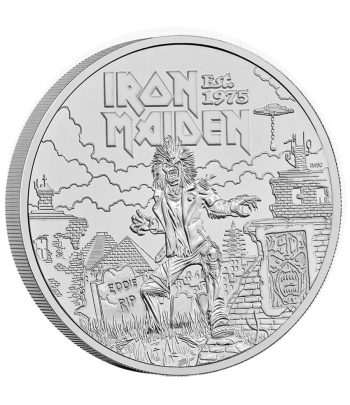 Moneda de niquel 5 Libras Inglaterra 2025 Iron Maiden.  - 1