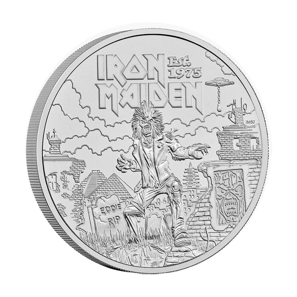 Moneda de niquel 5 Libras Inglaterra 2025 Iron Maiden.  - 1