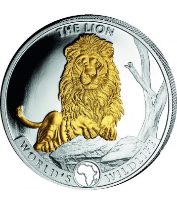 Onza Republica Dem. Congo 2025 20 Fr. León. Plata con oro.  - 1