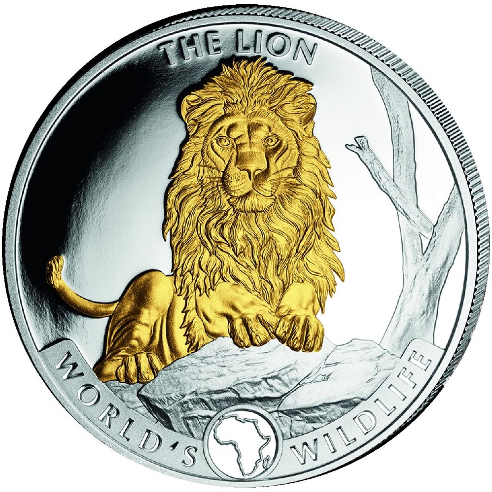 Onza Republica Dem. Congo 2025 20 Fr. León. Plata con oro.  - 1