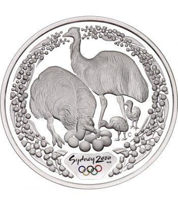 Moneda de plata 5$ Australia Sydney 2000. Emú. Estuche.  - 1