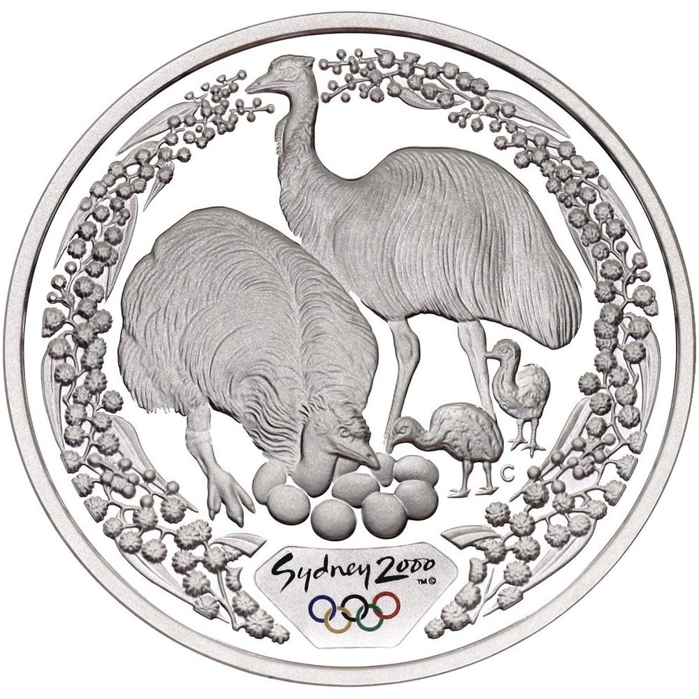 Moneda de plata 5$ Australia Sydney 2000. Emú. Estuche.  - 1