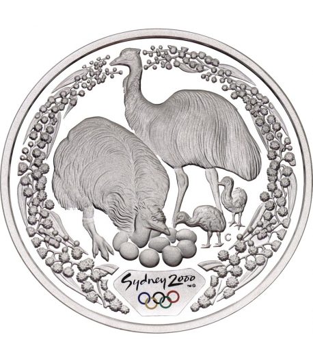 Moneda de plata 5$ Australia Sydney 2000. Emú. Estuche.  - 1