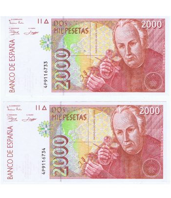 Billete de España 2000 Pesetas 1992. EBC. Pareja.  - 1