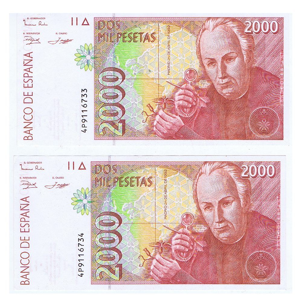 Billete de España 2000 Pesetas 1992. EBC. Pareja.  - 1