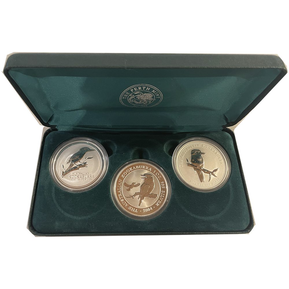 Colección 3 Monedas de plata 1$ Australia Kookaburra 2003-2004-2005  - 1