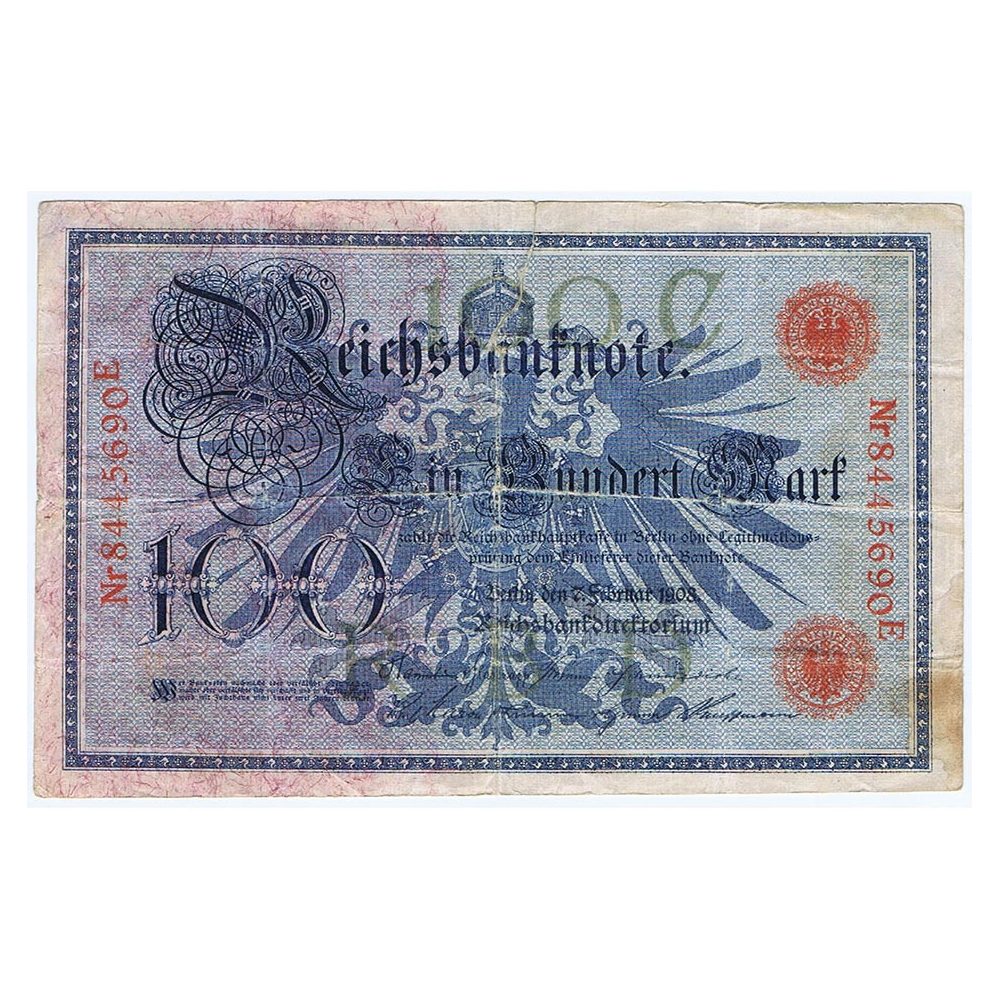 Billete Alemania 100 Mark 1908.  - 1