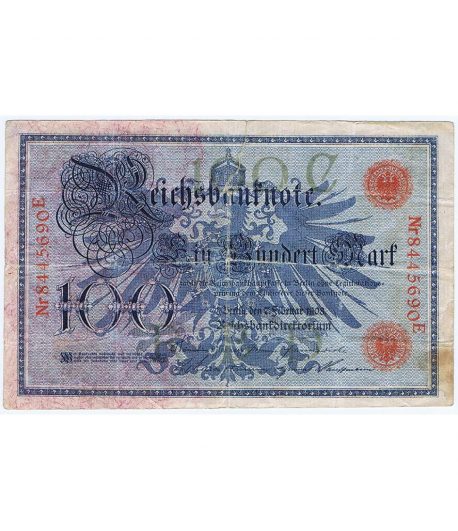 Billete Alemania 100 Mark 1908.  - 1