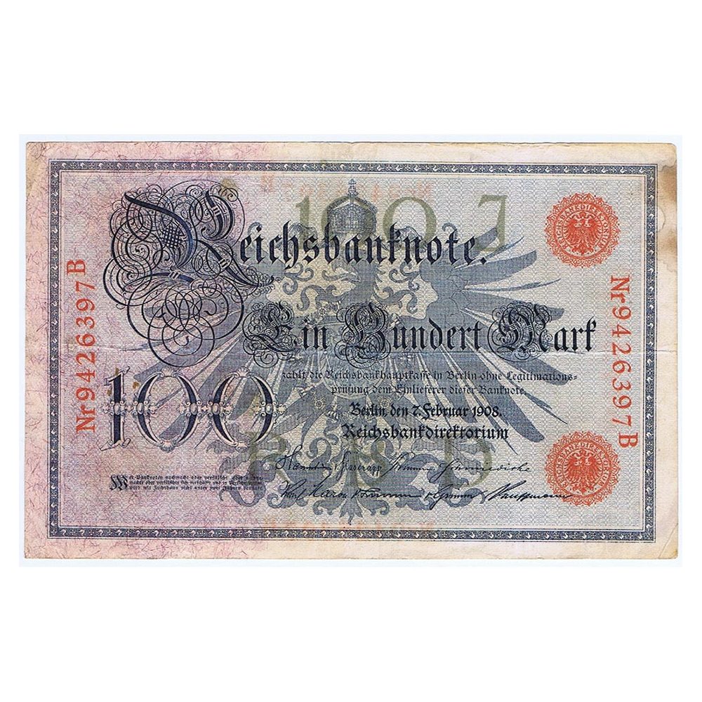 Billete Alemania 100 Mark 1908.  - 1
