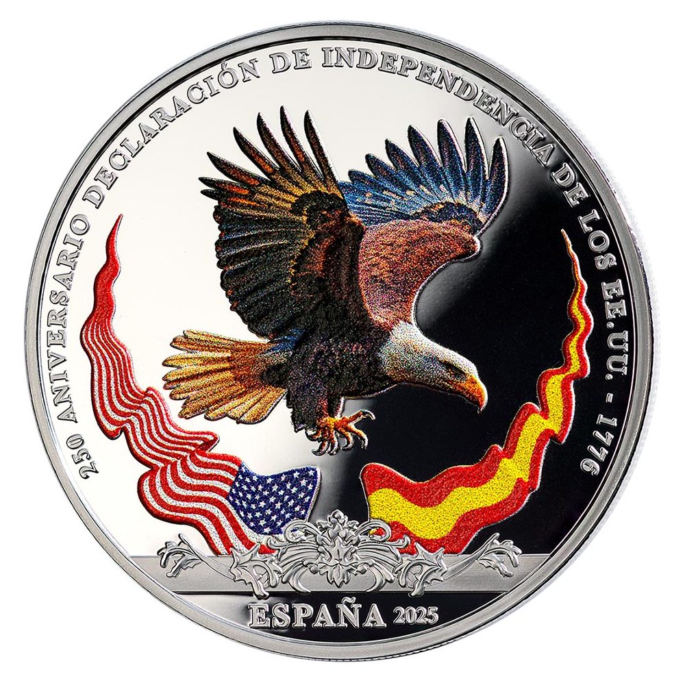 Moneda de España 10 euros 2025 250 aniversario EEUU. Águila Calva  - 1