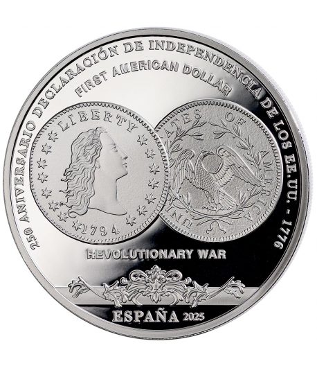 Moneda de España 10 euros 2025 250 aniversario EEUU. First Dollar. - 1 Moneda de España 10 euros 2025 250 aniversario EEUU. First Dollar. - 1