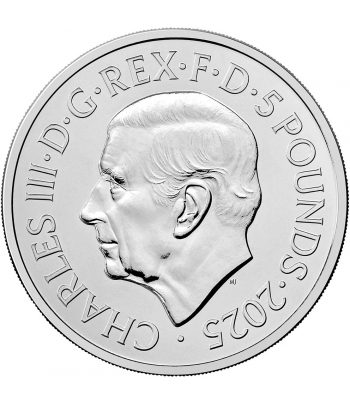 Moneda de niquel 5 Libras Inglaterra 2025 Iron Maiden. Color  - 2