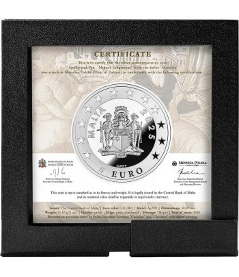Moneda de plata 5 Euro Malta 2025 Juicio de Midas. Porcelana  - 4