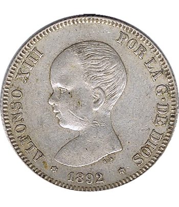 Moneda de España 2 Pesetas Plata 1892 *92 Alfonso XIII PG M.  - 1