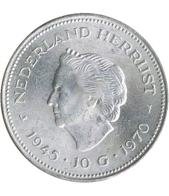 Holanda 10 Gulden 1970 Liberación. Plata  - 1