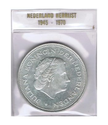 Holanda 10 Gulden 1970 Liberación. Plata  - 3