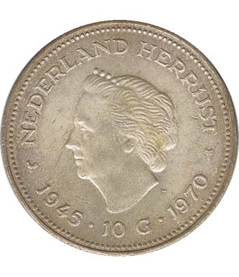 Holanda 10 Gulden 1970 Liberación. Plata.  - 1