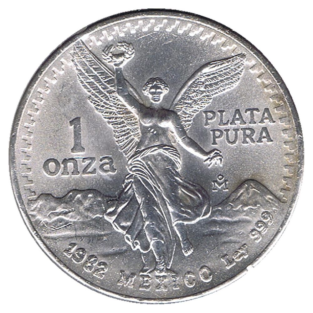 Moneda de México 1 Onza plata Pura 1982 Libertad.  - 1