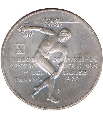 Moneda de Panamá 5 Balboas 1970 Juegos Deportivos. Plata  - 1