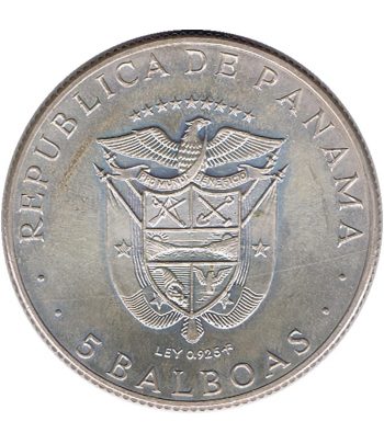 Moneda de Panamá 5 Balboas 1970 Juegos Deportivos. Plata  - 2
