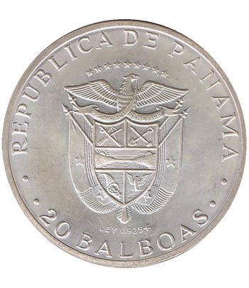 Moneda de Panamá 20 Balboas 1971 Independencia. Plata  - 2