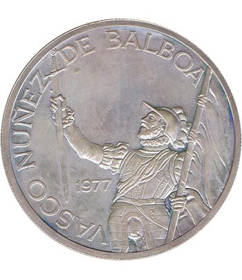 Moneda de Panamá 20 Balboas 1977 Vasco Nuñez de Balboa. Plata  - 1
