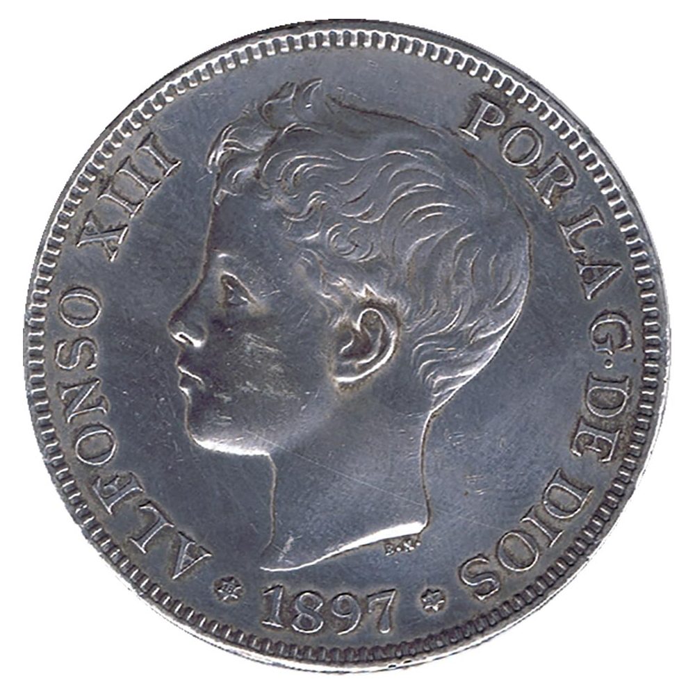 Moneda de España 5 Pesetas Plata 1897 *97 Alfonso XIII SG V.  - 1