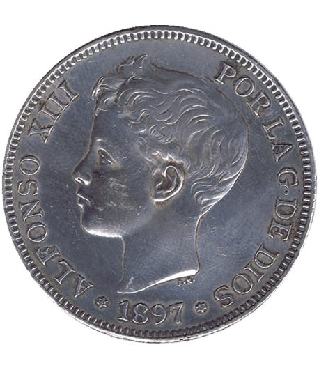 Moneda de España 5 Pesetas Plata 1897 *97 Alfonso XIII SG V.  - 1