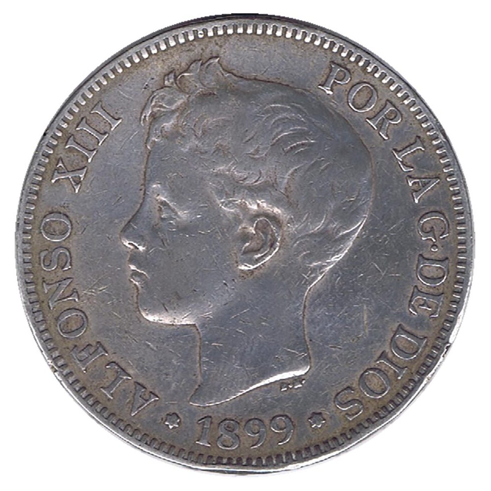 Moneda de España 5 Pesetas Plata 1899 *99 Alfonso XIII SG V.  - 1