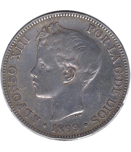 Moneda de España 5 Pesetas Plata 1899 *99 Alfonso XIII SG V.  - 1