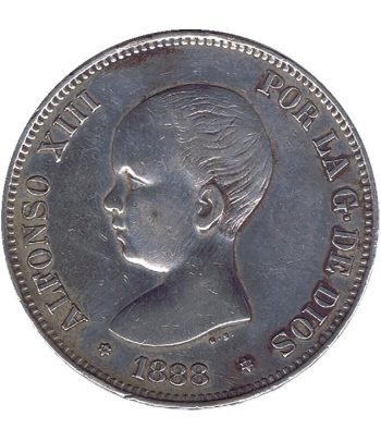 Moneda de España 5 Pesetas Plata 1888 *88 Alfonso XIII MP M.  - 1