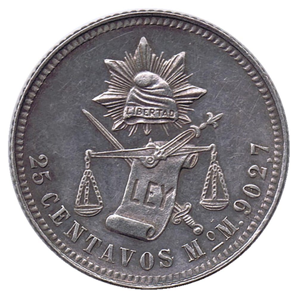 Moneda de Mexico 25 Centavos 1890.  - 1