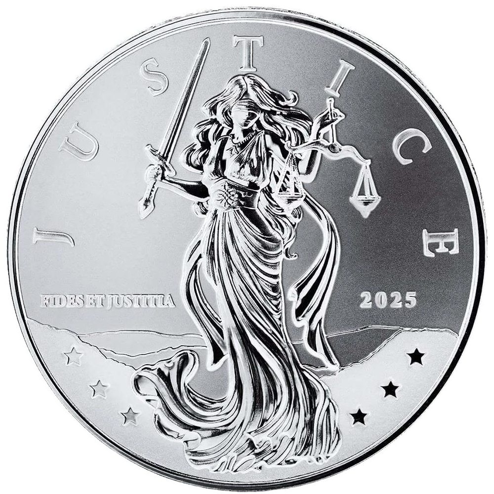 Moneda de plata 2 Dollars Niue 2025 Justicia.  - 1