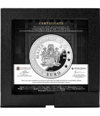Moneda de plata 5 Euro Malta 2025 Reloj Big Ben.  - 4