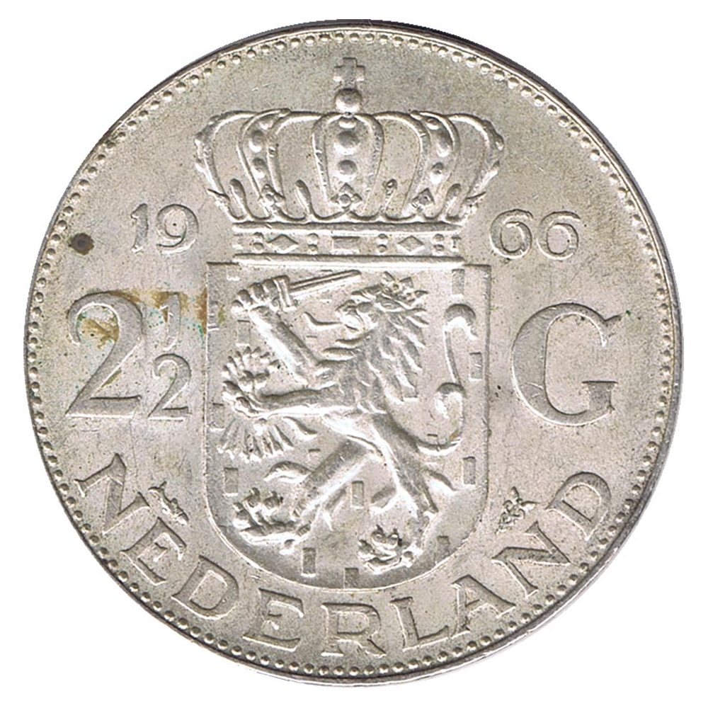 Moneda Holanda 2.5 Gulden Reina Juliana. Plata  - 1