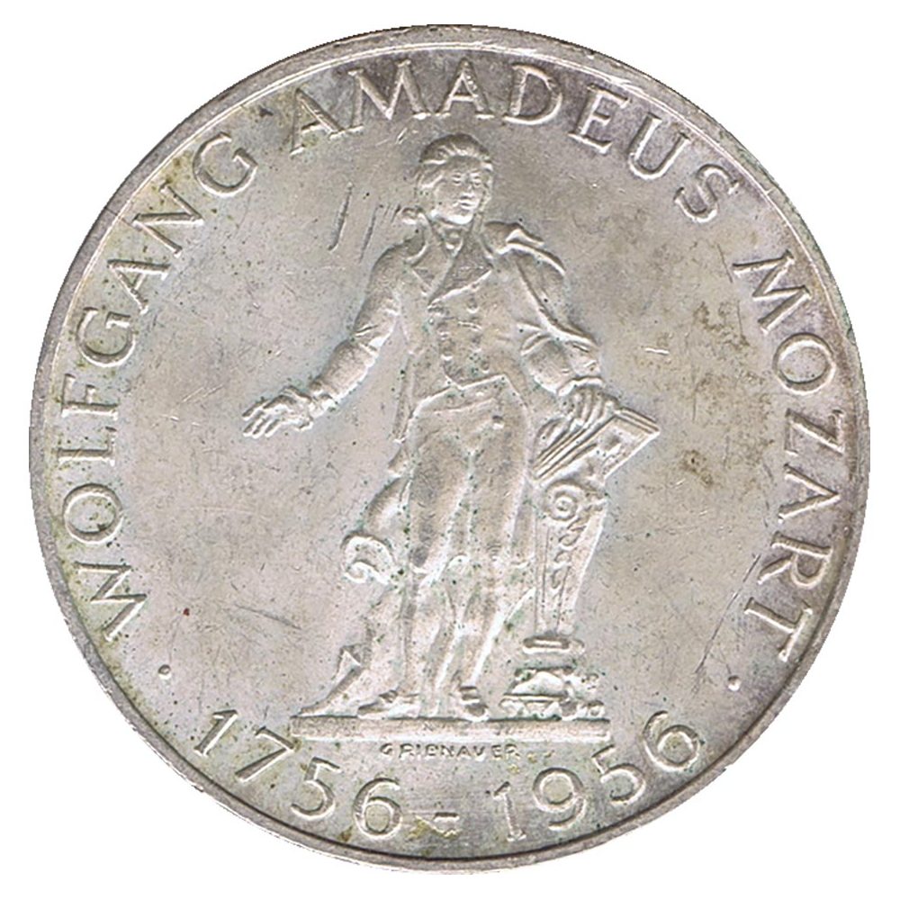 Moneda 25 schillings Austria 1756-1956 Mozart. Plata  - 1