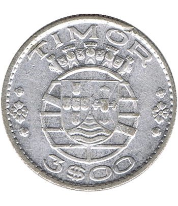 Moneda de 3 Escudos Timor Portugal 1958. Plata  - 1