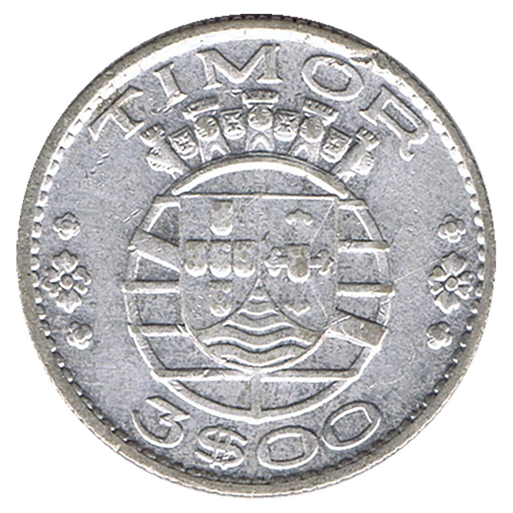 Moneda de 3 Escudos Timor Portugal 1958. Plata  - 1