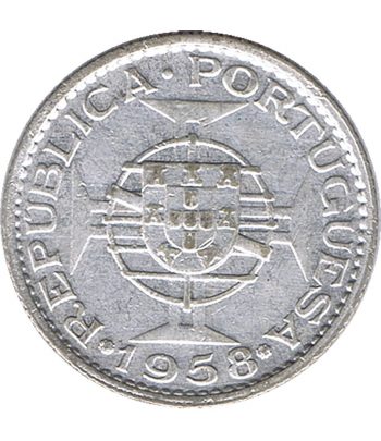 Moneda de 3 Escudos Timor Portugal 1958. Plata  - 2
